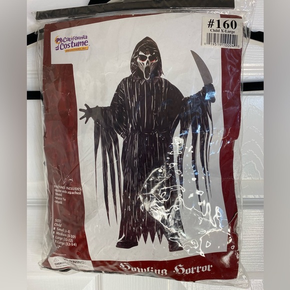 Howling Horror Costume Child X-Large Robe attached Hood, Waist Tie, Mask Used 1x - Picture 9 of 11